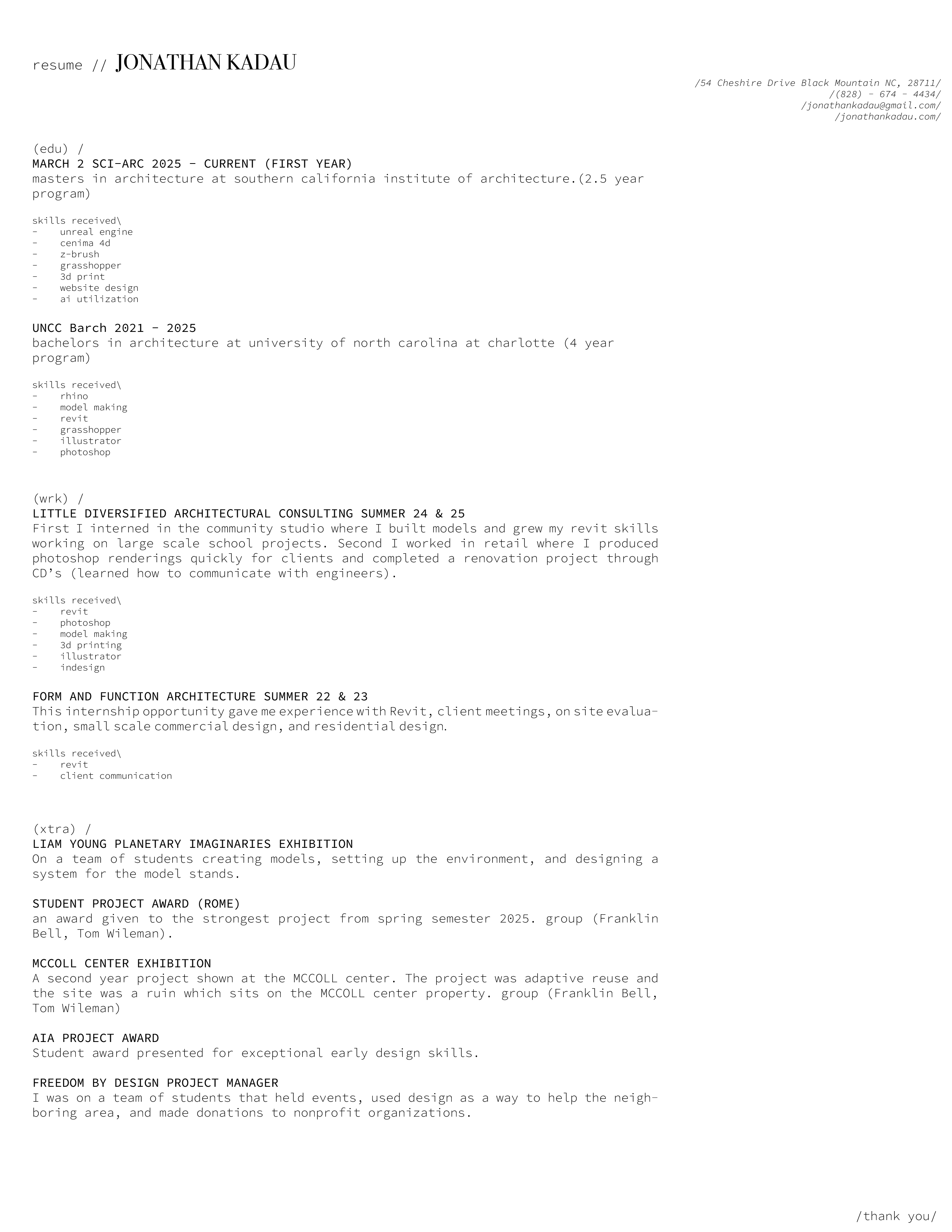 Jonathan Kadau Resume